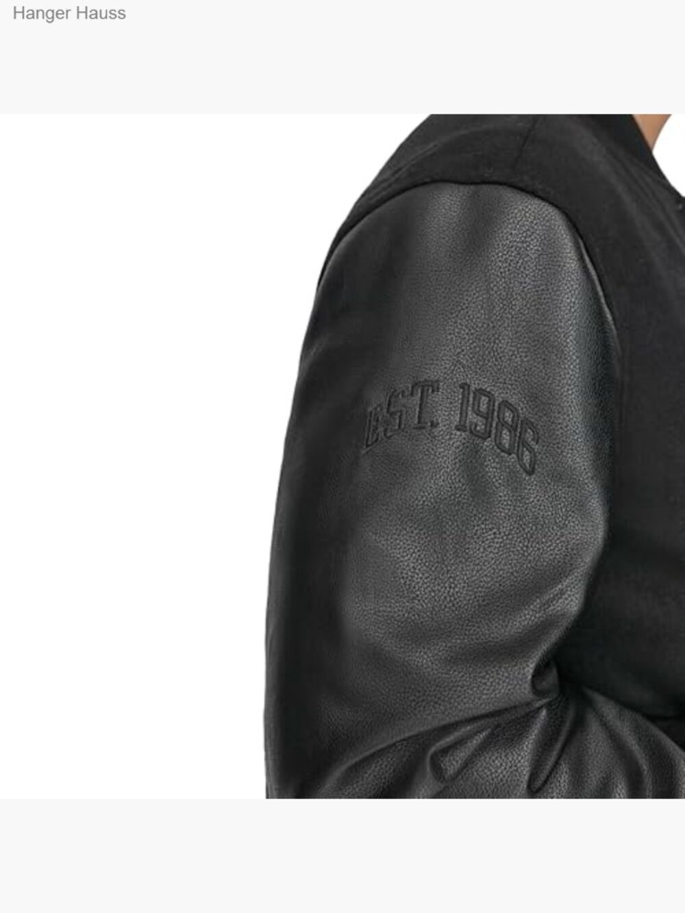 Men's Bomber Jacket with Faux Leather Sleeves - Picture 6 of 7